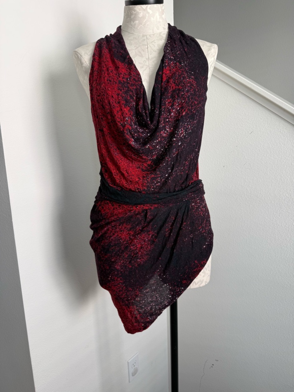 NWT Halston Heritage Plum Halter Floral Blouse Shirt Dress Size 6 Small